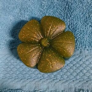 Glittery Green Resin Flower Art Decor